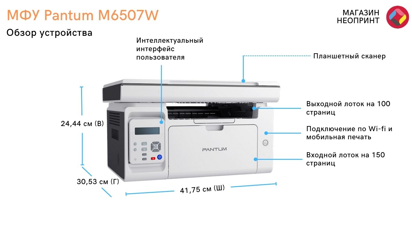 МФУ лазерное ч/б Pantum M6507W