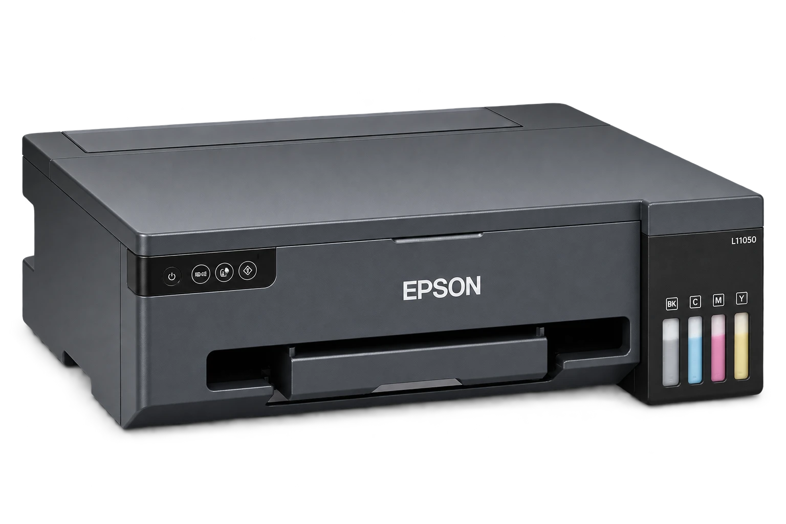 Epson L11050 с закрытыми крышкой и лотками, вид спереди и слева