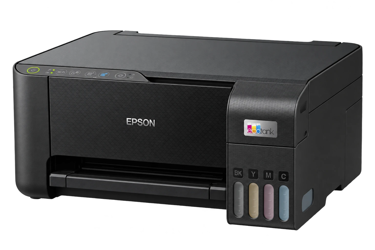 Компактный Epson L3250 с закрытой крышкой и встроенными ёмкостями для чернил