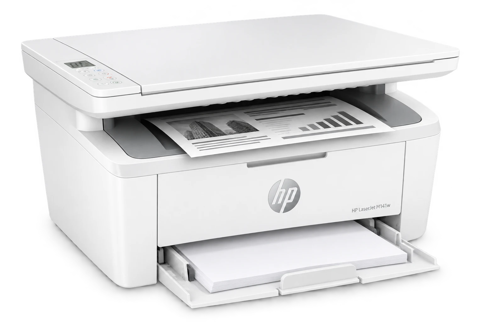 HP M141w с чёрно-белым документом в выходном лотке