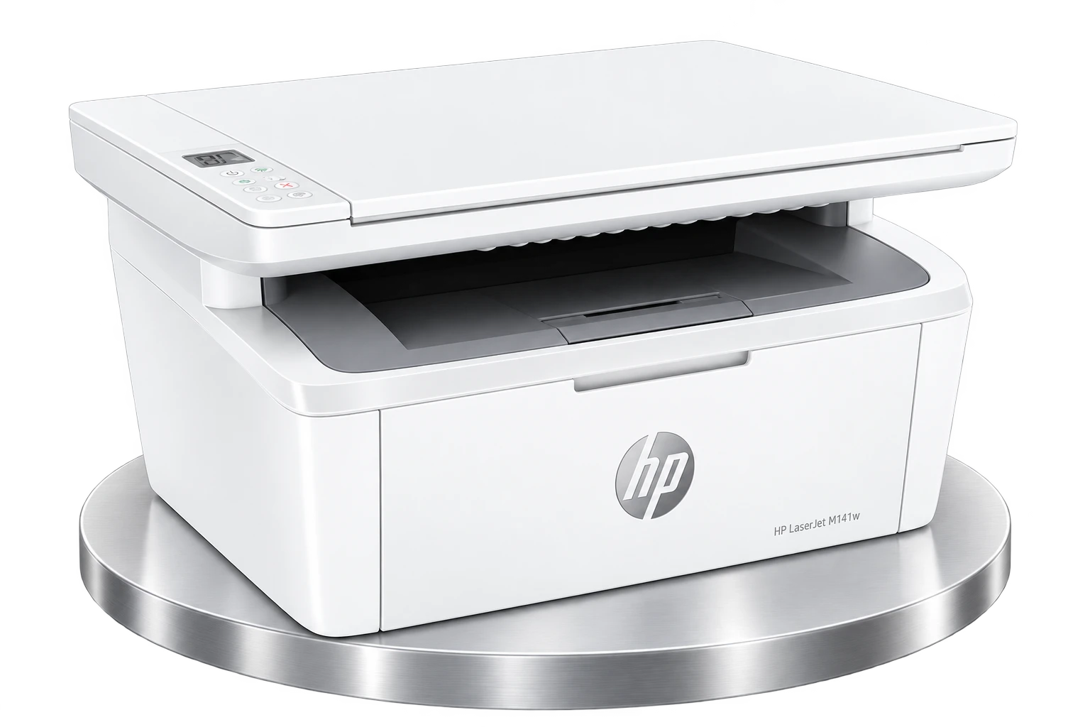HP M141w на серебристом студийном пьедестале